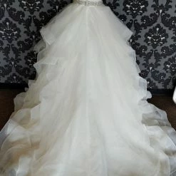 Something Blue WEDDING DRESSES Justin Alexander880023 Size 10 Horsehair Ivory Sleeveless Ballgown W/ Belt