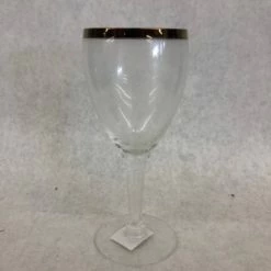 Something Blue DECOR 7" Clear With Gold Rim Crystal Wine Glass