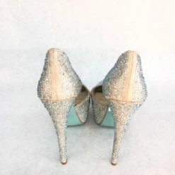Something Blue Betsey Johnson Women Heel Rhinestone Champagne Size 7.5