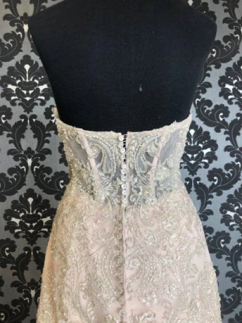 Something Blue Stella York 6541DM Beaded Lace Blush/ivory AS IS HOLE IN LEFT SKIRT LOOSE BEADS 8 Something Blue Stella York 6541DM Beaded Lace Blush/ivory AS IS HOLE IN LEFT SKIRT LOOSE BEADS