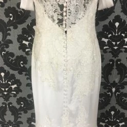 WEDDING DRESSES Size 14 Off White Pronovias Satin Off The Shoulder Sheath Sweetheart