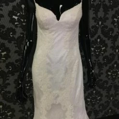 Something Blue Wedding WEDDING DRESSES Mc Skylar Women's Wedding Dress Lace Ivory Size 10 Spaghetti