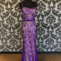 Something Blue MacDuggal Size 4 Purple Lace 2 Piece Prom Dress