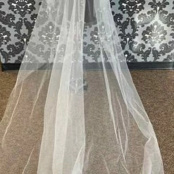 Something Blue VEILS 20-0871 Alexa Veil Tulle/Beads Light Ivory Size Cathedral Plain Edge
