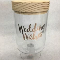 Something Blue Wedding Gratitude Glass Jars Jar Glass/Wood Rose Gold Size 2pc GLASSWARE DECOR