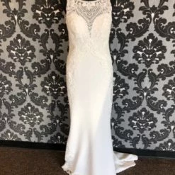 Something Blue WEDDING DRESSES As Is Casablanca 2390 Wedding Dress Crepe Ivory Size 12 Sleeveless