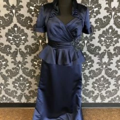 Something Blue Ada James Collections Women's MOB Satin Marine Size 16 Floor FORMAL/MOTHER'S DRESSES