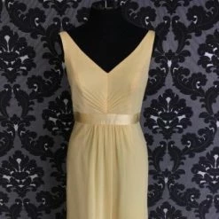 Something Blue Wedding FORMAL/MOTHER'S DRESSES Size 6 Yellow Davids Bridal Chiffon V-Neck With Satin Belt