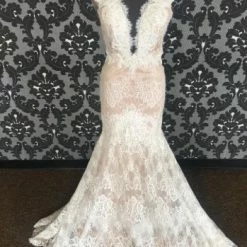 Something Blue Calla Blanche CHLOE 16241 Women's Wedding Dress Lace Ivory/Nude Sheath