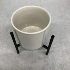 Something Blue Bloomingville Planter Ceramic/Metal Ivory/Black Size 2pc VASES