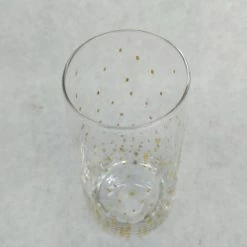 Something Blue DECOR Champagne Flute Glass Gold Size 6.5" Stemless GLASSWARE