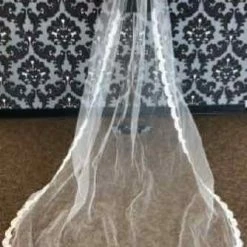 Something Blue Cathedral Ivory Tulle With Lace Veil VEILS