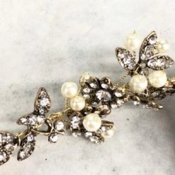 Something Blue NEW ARRIVALS Hair Vine Rhinestone/Pearl Gold