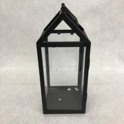 Something Blue DECOR As Is Hobby Lobby Lantern Metal/Glass Black/Clear Size 4.5" X 12.5"