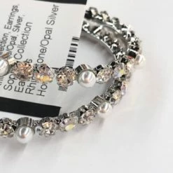 Something Blue NEW ARRIVALS Sophia Collection Earrings Rhinestone/Opal Silver Hoops