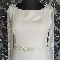 Something Blue WEDDING DRESSES Modeca Size 18 Ivory Crepe Long Sleeve Fit & Flare