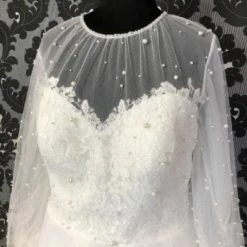 Something Blue Jasmine Couture Wedding Dress Chiffon Ivory Size 26 Long Sleeve WEDDING DRESSES