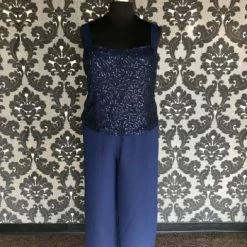 Something Blue Eva Women's Formal Chiffon/Sequin Navy 3pc Pant Set Size 5XL