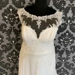 Something Blue Mori Lee By Madeline Gardner Size 24W Ivory Chiffon Sleeveless A-line WEDDING DRESSES