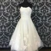 WEDDING DRESSES Size 12 Ivory Sincerity Tulle & Lace Strapless Tea Length Modified Sweetheart