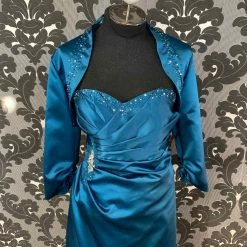Something Blue FORMAL/MOTHER'S DRESSES Jade By Jasmine J155004 Formal Satin Peacock Size 8