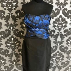 Something Blue Social Occasions 211834 Women's MOB Satin/Taffeta Black/Sapphire