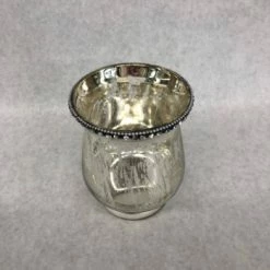 Something Blue Vase Size 5.5" Glass Gold Mercury Urn VASES