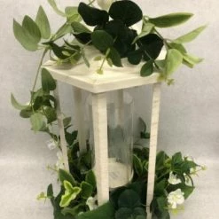 Something Blue DECOR Pier 1 Imports Lantern Metal/Floral Ivory/Green LANTERNS/BIRDCAGES