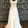Something Blue Mori Lee Wedding Dress Chiffon/Beaded Ivory Size 2 Sleeveless WEDDING DRESSES