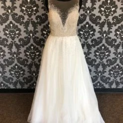 Something Blue Wtoo Wedding Dress Beaded/organza Ivory Size 12 Sleeveless WEDDING DRESSES