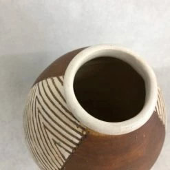 Something Blue Vase Size 12" X 3" Clay Brown/Cream Oval VASES DECOR