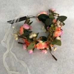 Something Blue Hair Piece Floral Orange/Ivory/Green Flower Crown ACCESSORIES