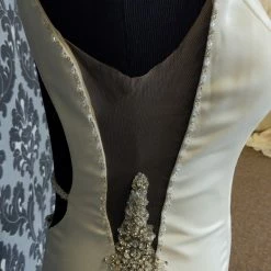 Something Blue WEDDING DRESSES Allure Bridal 9568 Size 12 Ivory Satin Highneck Fit & Flare