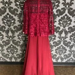 Something Blue Nox Formal Lace/Chiffon Burgundy Size 16 FORMAL/MOTHER'S DRESSES