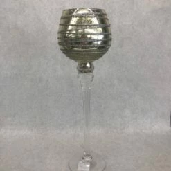 Something Blue DECOR Goblet Size 15" Glass Gold Mercury CANDLES