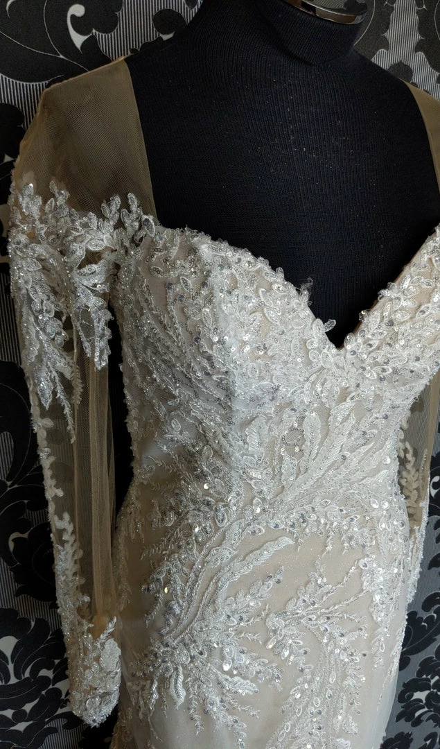 Something Blue WEDDING DRESSES CallaBlanche 121229 Wedding Dress Size 10 Beaded Ivory/Champ Long Sleeve 4 Something Blue WEDDING DRESSES CallaBlanche 121229 Wedding Dress Size 10 Beaded Ivory/Champ Long Sleeve