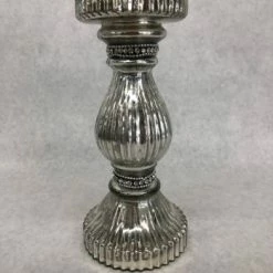 Something Blue DECOR Pillar Candle Holder Size 9" Glass Silver Mercury Glass CANDLES