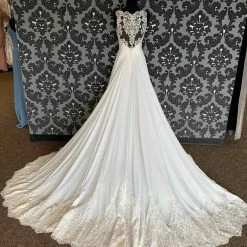 Something Blue Stella York Size 6 Ivory Chiffon Highneck A-Line