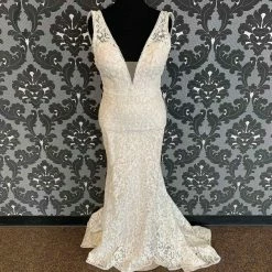 Something Blue Madison James MJ607 Wedding Dress Lace/Beading Ivory Size 10 WEDDING DRESSES