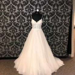 Something Blue WEDDING DRESSES Stella York 6701 Wedding Dress Tulle/Lace Ivory/Moscato AS IS SMALL STAINS