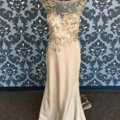 Something Blue FORMAL/MOTHER'S DRESSES Size 10 Taupe Montage Floor Chiffon Sleeveless