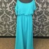 Something Blue Size 10 Teal Wtoo Polyester Floor Cold Shoulder FORMAL/MOTHER'S DRESSES