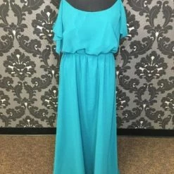 Something Blue Size 10 Teal Wtoo Polyester Floor Cold Shoulder FORMAL/MOTHER'S DRESSES