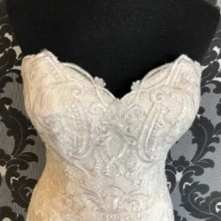 Something Blue Casablanca 2404 Wedding Dress Lace & Crepe Ivory/Silver Size 10 WEDDING DRESSES