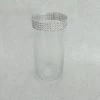 Something Blue Cylinder Vase Size 7.5 Glass/Rhinestone Silver/Clear Cylinder VASES DECOR