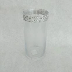 Something Blue Cylinder Vase Size 7.5 Glass/Rhinestone Silver/Clear Cylinder VASES DECOR