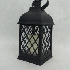 Something Blue Lantern Size 4" X 11" Plastic/LED Black LANTERNS/BIRDCAGES DECOR