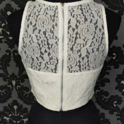 Something Blue Maniju 11208 Women's Prom Dress Lace Ivory Size L Highneck Thick