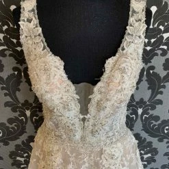 Something Blue Allure Bridal C505 Size 10 Ivory And Nude Tulle With Lace Aline WEDDING DRESSES