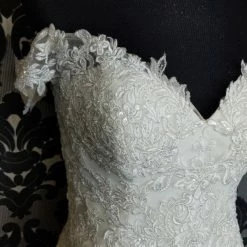 Something Blue WEDDING DRESSES Sincerity 44237 Wedding Dress Size 14 Crepe/Lace Ivory Off The Shoulder